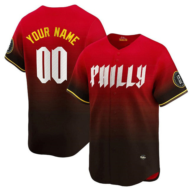 Custom Philadelphia Phillies Active Player Red Puhics 2024 City Connect Limited Stitched Jersey