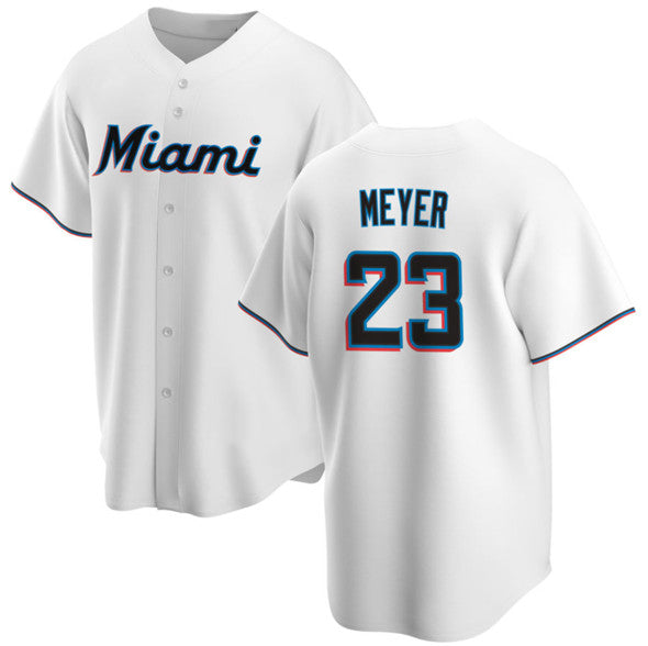 Miami Marlins #23 Max Meyer White Puhics Cool Base Stitched Jersey