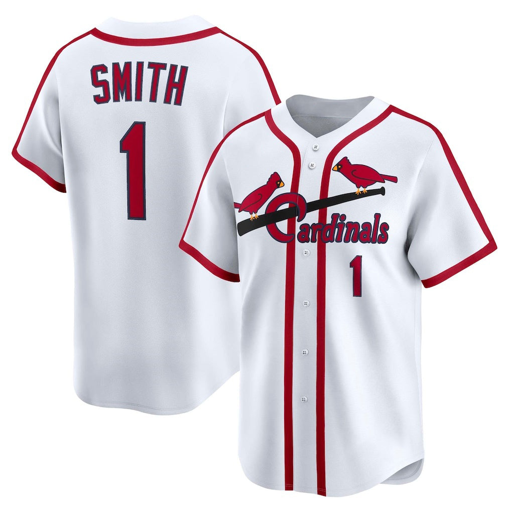 St. Louis Cardinals #1 Ozzie Smith White Puhics Throwback Cooperstown Collection Limited Jersey