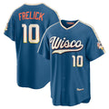 Milwaukee Brewers #10 Sal Frelick Mineral Blue Puhics 2026 City Connect Stadium Jersey