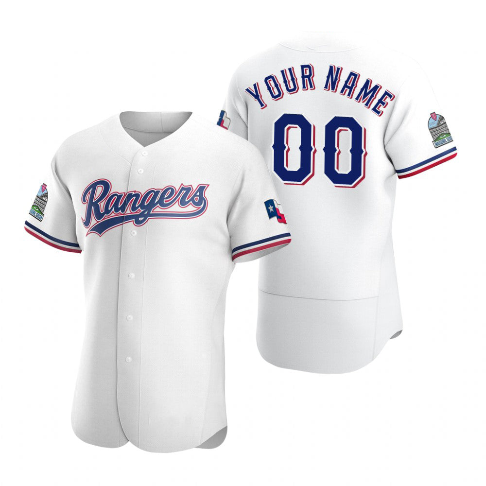 Custom Texas Rangers White Puhics Stitched Flex Base 2020 Home Jersey