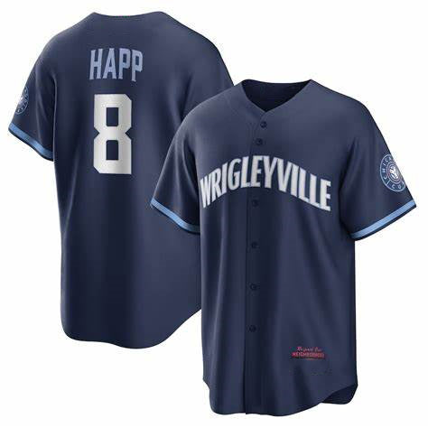 Chicago Cubs #8 Ian Happ City Connect Replica Player Navy Puhics Jersey
