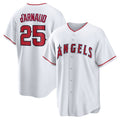 Los Angeles Angels #25 Travis d'Arnaud White Puhics Home Replica Jersey