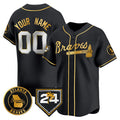 Custom Atlanta Braves Black Gold Puhics 2024 Spring Training Patch Limited Stitched Jersey