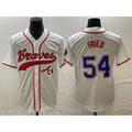 Atlanta Braves #54 Max Fried White Puhics Cool Base With Patch Stitched Jersey 2