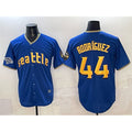 Seattle Mariners #44 Julio Rodr¨ªguez Royal Puhics With 2025 AL West Division Champions Patch City Connect Limited Stitched Jersey