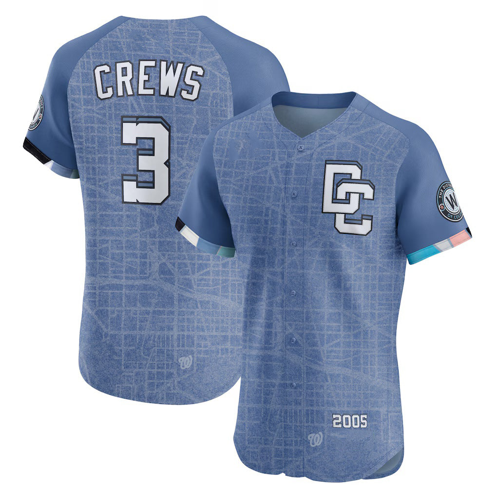 Washington Nationals #3 Dylan Crews Blue Puhics 2025 City Connect Elite Player Jersey