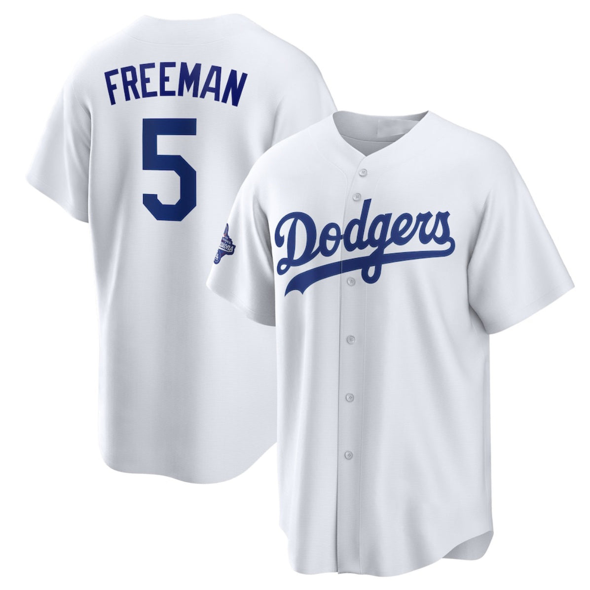 Los Angeles Dodgers #5 Freddie Freeman White Puhics 2025 World Series Champions Home Cool Base Stitched Jersey