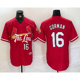 St. Louis Cardinals #16 Nolan Gorman Red Puhics 2024 City Connect Stitched Jersey
