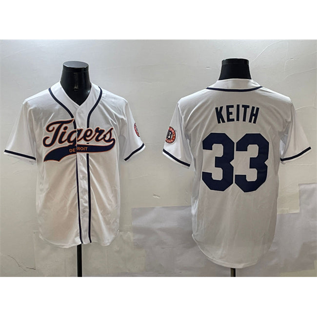 Detroit Tigers #33 Colt Keith White Puhics With Patch Cool Base Stitched Jersey