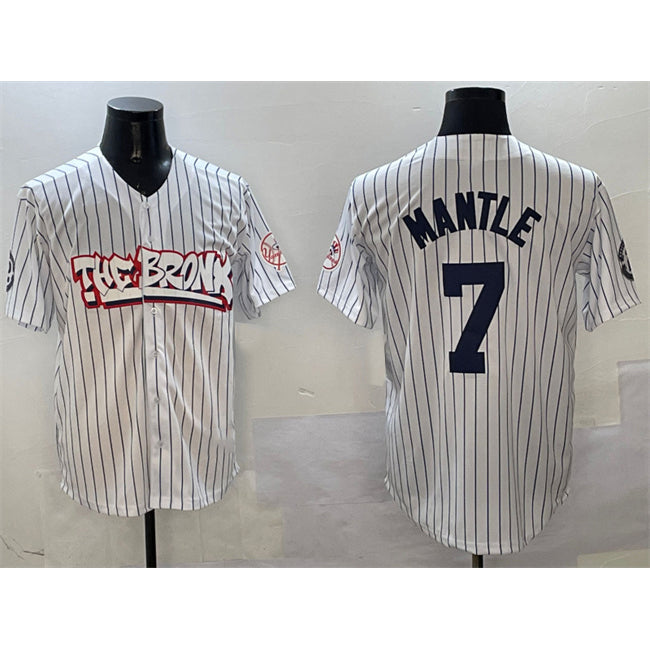 New York Yankees #7 Mickey Mantle White Puhics Bronx Graffiti Vapor Limited Stitched Jersey
