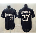 Toronto Blue Jays #27 Vladimir Guerrero Jr Black Puhics Gothic North Edition Limited Stitched Jersey