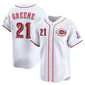 Cincinnati Reds #21 Hunter Greene White Puhics Home Limited Player Jersey
