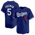 Los Angeles Dodgers #5 Freddie Freeman Royal Puhics 2024 World Series Champions Alternate Limited Stitched Jersey