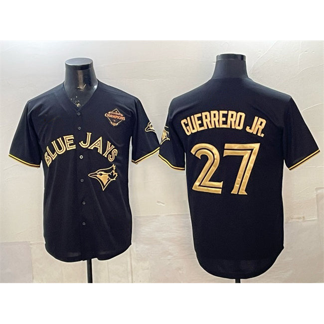 Toronto Blue Jays #27 Vladimir Guerrero Jr. Black Gold Puhics 2025 American League Champions Limited Stitched Jersey