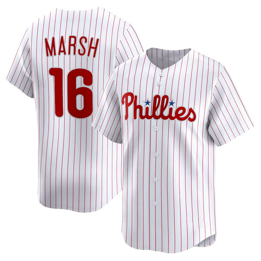 Philadelphia Phillies #16 Brandon Marsh White Puhics Home Limited Player Jersey