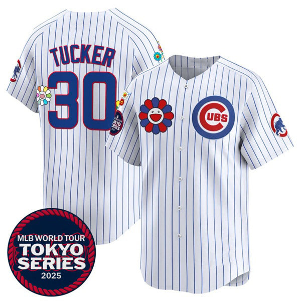 Chicago Cubs #30 Kyle Tucker White Puhics 2025 Tokyo Series Limited Stitched Jersey