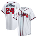 Atlanta Braves #24 Deion Sanders White Puhics Home Retired Player Replica Jersey