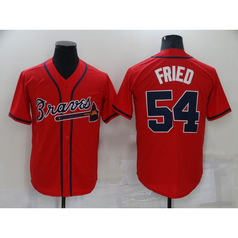 Atlanta Braves #54 Max Fried Red Puhics Stitched Cool Base Jersey