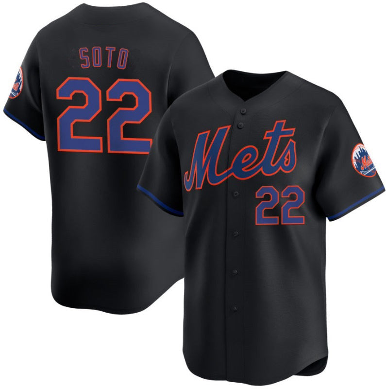 New York Mets #22 Juan Soto Black Puhics 2024 Alternate Limited Stitched Jersey