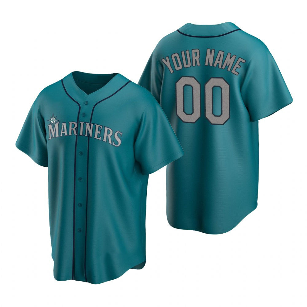 Custom Seattle Mariners Aqua Puhics Stitched Cool Base Jersey