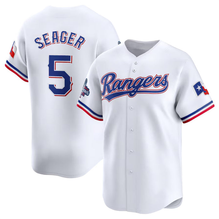 Texas Rangers #5 Corey Seager White Puhics 2023 World Series Champions Stitched Jersey
