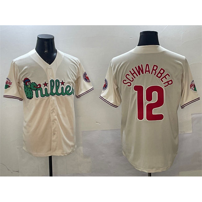 Philadelphia Phillies #12 Kyle Schwarber Cream Puhics Phanatic Limited Stitched Jersey