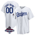 Custom Los Angeles Dodgers ACTIVE PLAYER White Puhics 2024 World Series Champions Cool Base Stitched Jersey