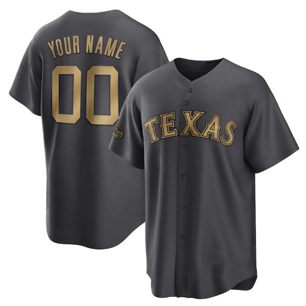 Custom Texas Rangers Active Player Charcoal Puhics 2022 All-Star Cool Base Stitched Jersey