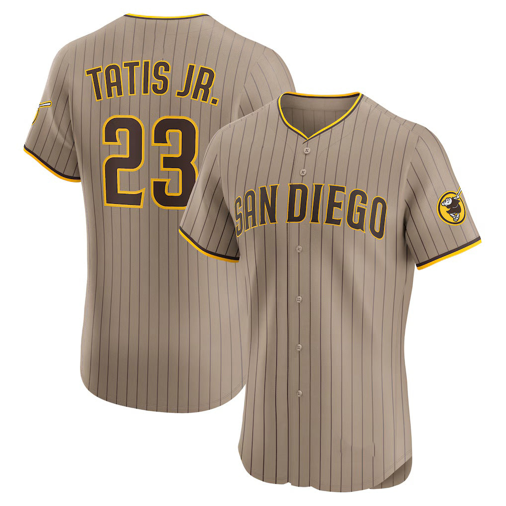 San Diego Padres #23 Fernando Tatis Jr. Khaki Puhics Sand Elite Jersey