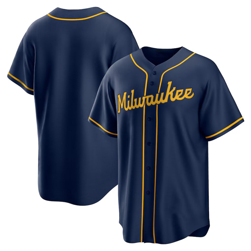 Milwaukee Brewers Navy Puhics Alternate Replica Team Jersey