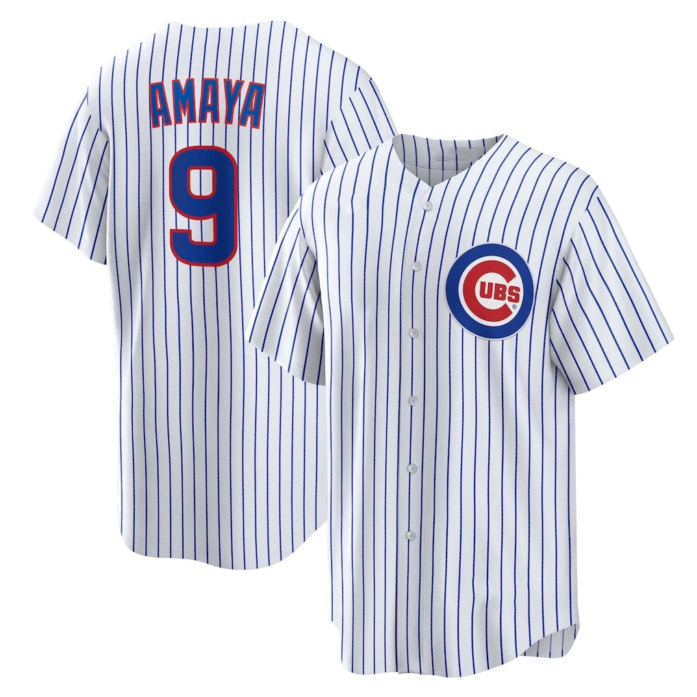 Chicago Cubs #9 Miguel Amaya White Puhics Home Replica Jersey