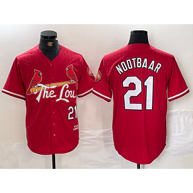St. Louis Cardinals #21 Lars Nootbaar Red Puhics 2024 City Connect Limited Stitched Jersey