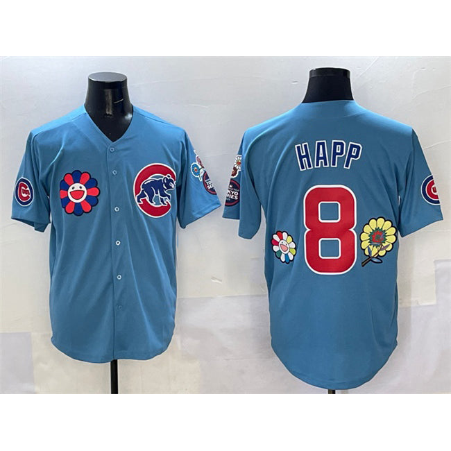 Chicago Cubs #8 Ian Happ Blue Puhics 2025 Tokyo Series 2nd Alternate Limited Stitched Jersey