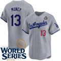 Los Angeles Dodgers #13 Max Muncy Gray Puhics 2024 World Series Patch Limited Stitched Jersey