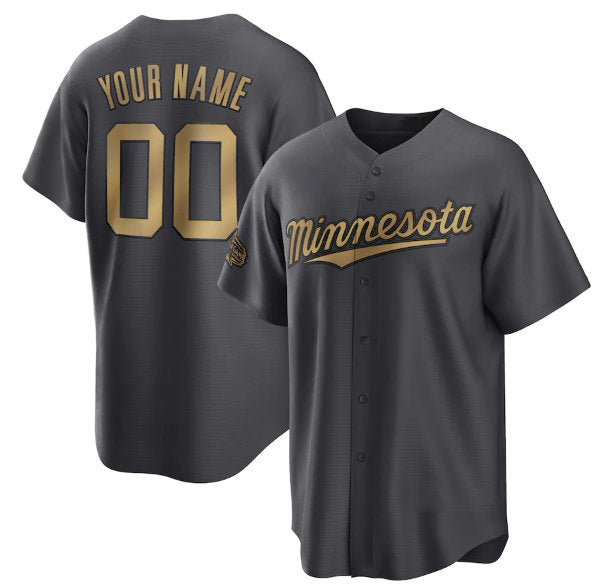 Custom Minnesota Twins Active Player Charcoal Puhics 2022 All-Star Cool Base Stitched Jersey