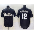 Philadelphia Phillies #12 Kyle Schwarber Black Puhics Lights Out Limited Stitched Jersey