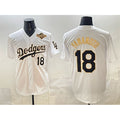 Los Angeles Dodgers #18 Yoshinobu Yamamoto White Gold Puhics 2025 World Series Patch Limited Stitched Jersey