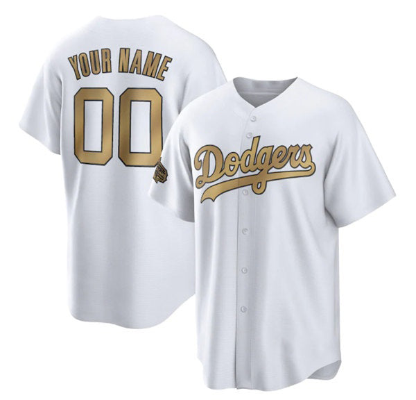 Custom Los Angeles Dodgers Active Player White Puhics 2022 All-Star Cool Base Stitched Jersey