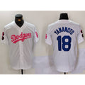 Los Angeles Dodgers #18 Yoshinobu Yamamoto White Pink Puhics Vin & Kobe Patch Stitched Jersey1