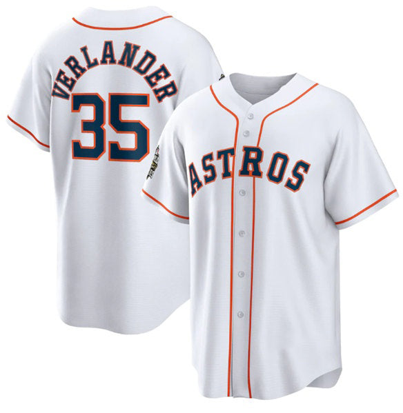 Houston Astros #35 Justin Verlander White Puhics 2022 World Series Home Stitched Jersey