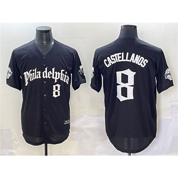 Philadelphia Phillies #8 Nick Castellanos Green Puhics With Patch Stitched Cool Base Jersey