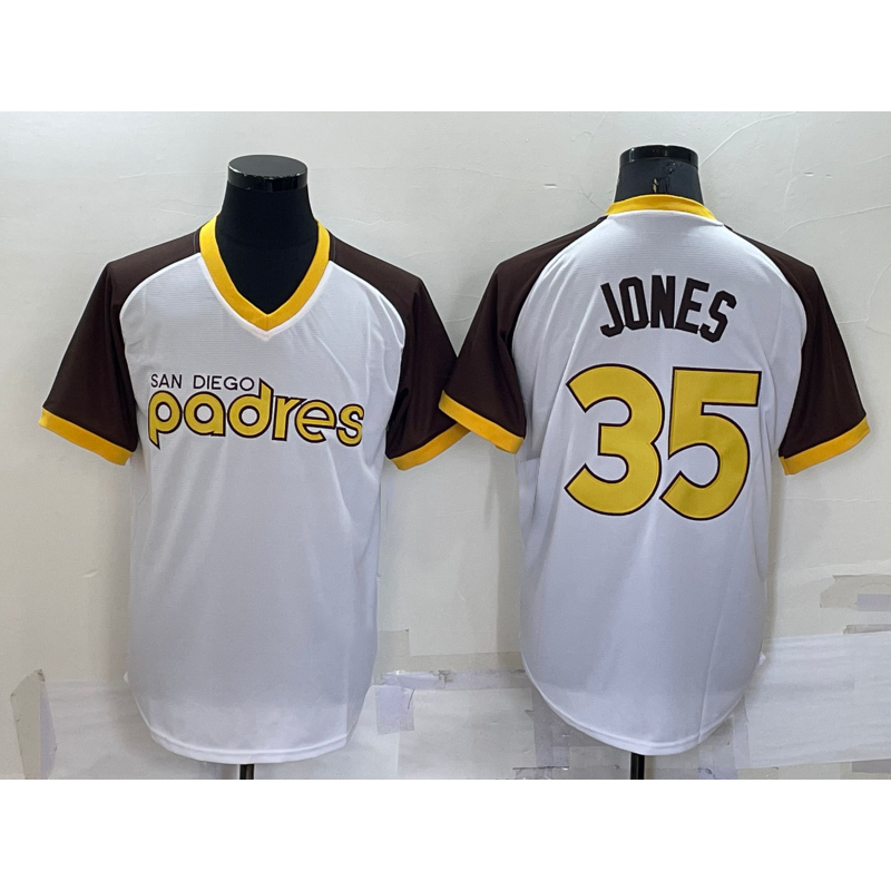 San Diego Padres #35 Randy Jones White Puhics Stitched Cooperstown Cool Base Jersey