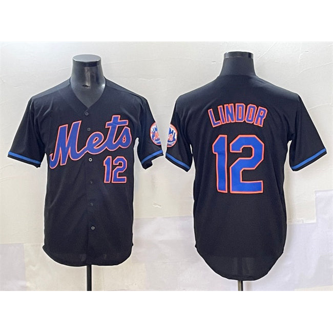 New York Mets #12 Francisco Lindor Black Puhics Alternate Limited Stitched Jersey