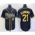 Pittsburgh Pirates #21 Roberto Clemente Number Black Puhics Cool Base Stitched Jersey 1