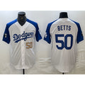 Los Angeles Dodgers #50 Mookie Betts Number White Blue Puhics Fashion Stitched Cool Base Limited Jersey 3