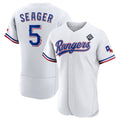Texas Rangers #5 Corey Seager White Puhics 2023 World Series Flex Base Stitched Jersey