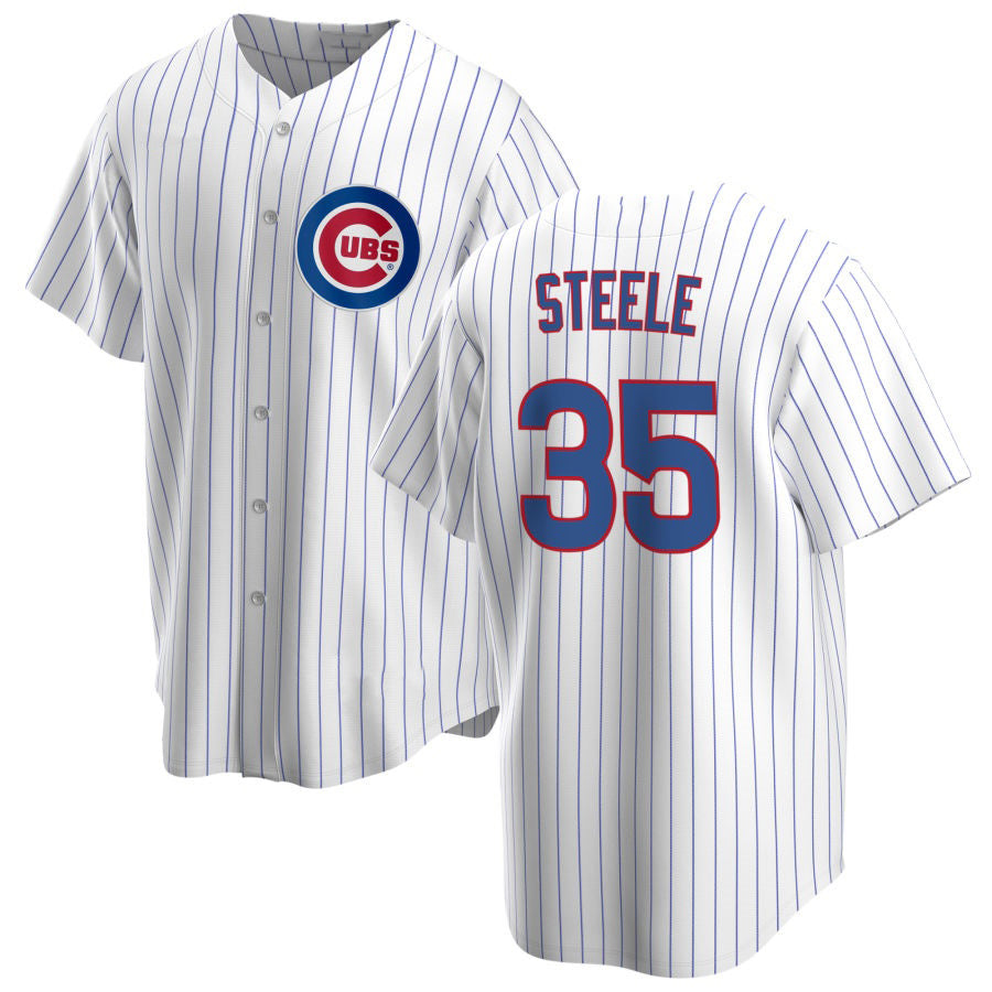 Chicago Cubs #35 Justin Steele Home White Puhics Cool Base Jersey