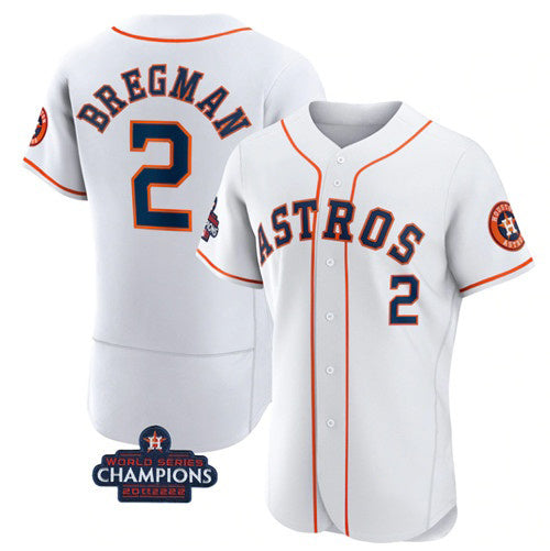 Houston Astros #2 Alex Bregman White Puhics 2022 World Series Champions Flex Base Stitched Jersey