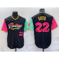 San Diego Padres #22 Juan Soto Number Black Puhics 2022 City Connect Cool Base Stitched Jersey